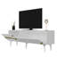 Élégant meuble télé élégant blanc et or 59,1 po x 19,3 po x 11,8 po | 100% panneau de particules enduit de mélamine, épaisseur: 0,7 pouce | Design moderne parfait pour le salon et les espaces de divertissement-1431286058