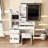 Vanity Desk With Led Mirror Lights And Power Outlet Charging Station