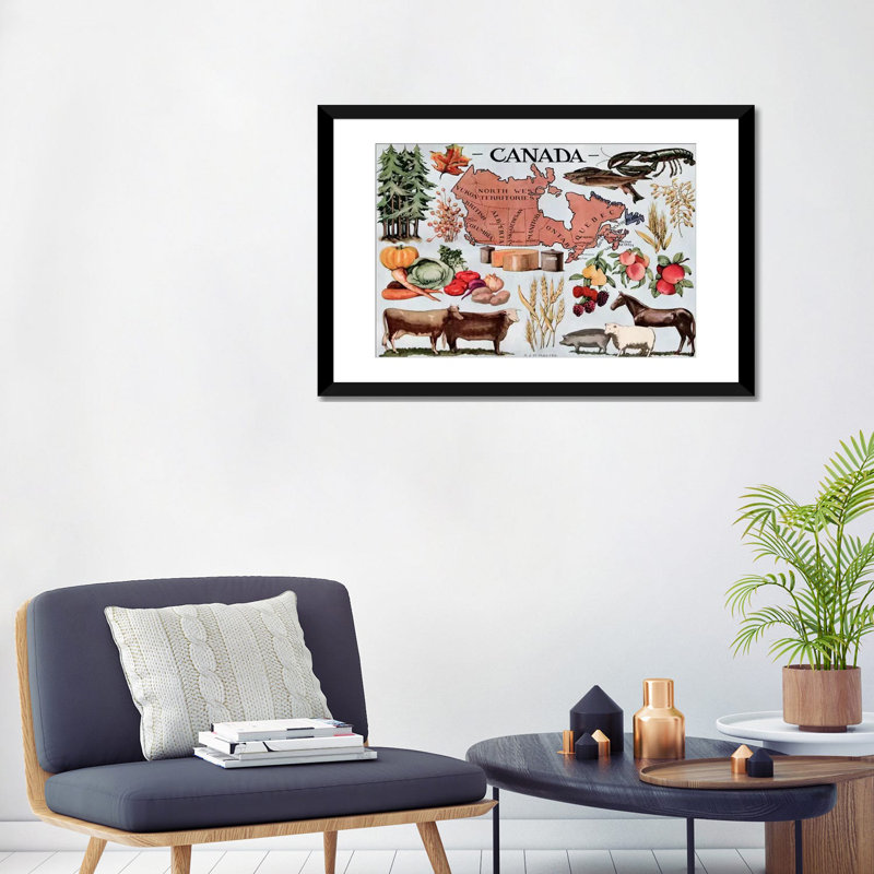 Publicité rétro sur toile Canada, Papier beaux-arts encadré noir, Blanc, H 24 po x l 32 po x P 1 po