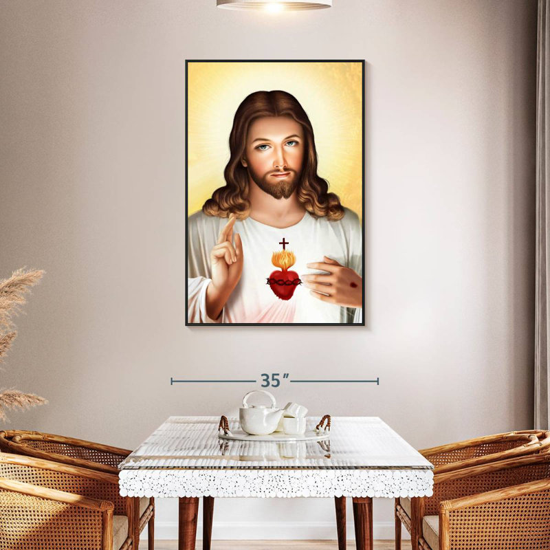 Sacré-Cœur de Jésus, 31 po x 46 po, Cadre flottant noir