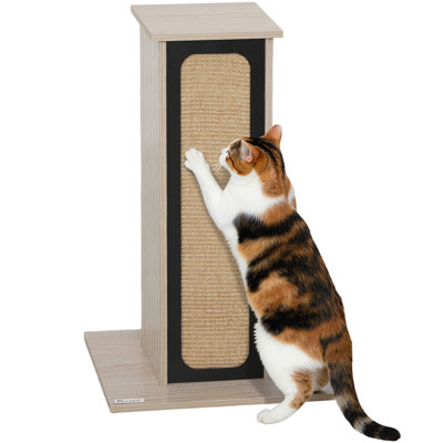 Cat Scratching Post 63cm with Replaceable Scratching Board, Top Perch, Sisal Scratch Mat