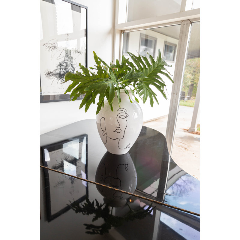 Lucia Large White Ceramic Face Vase