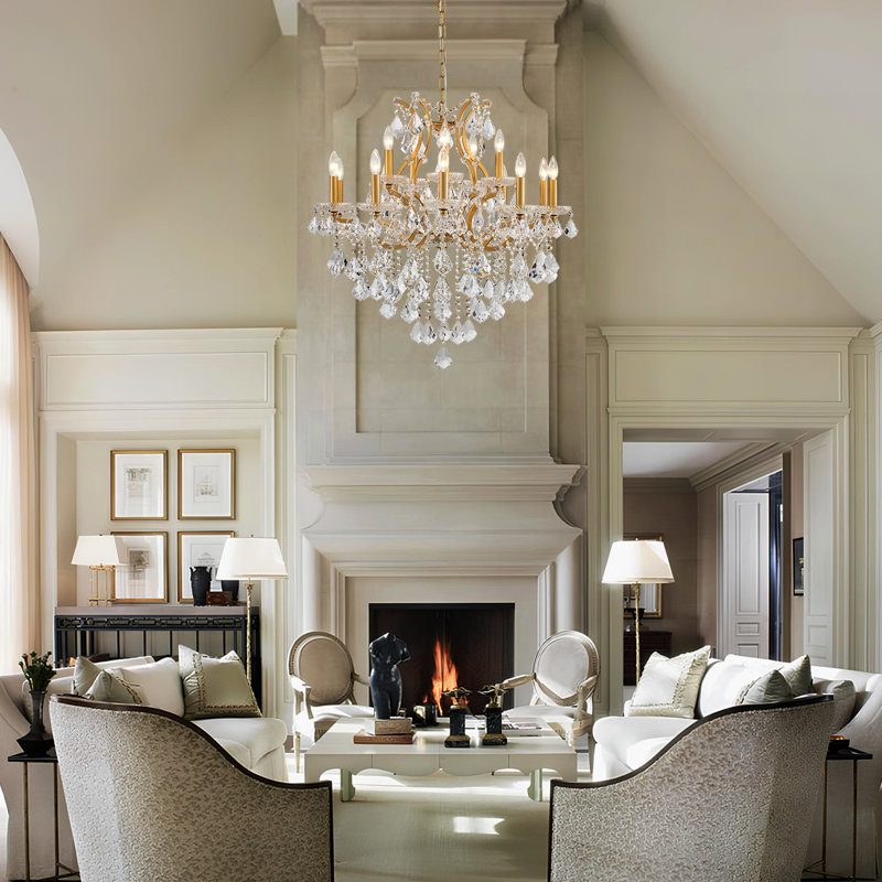 Lustre classique / traditionnel avec cristal, Bronze