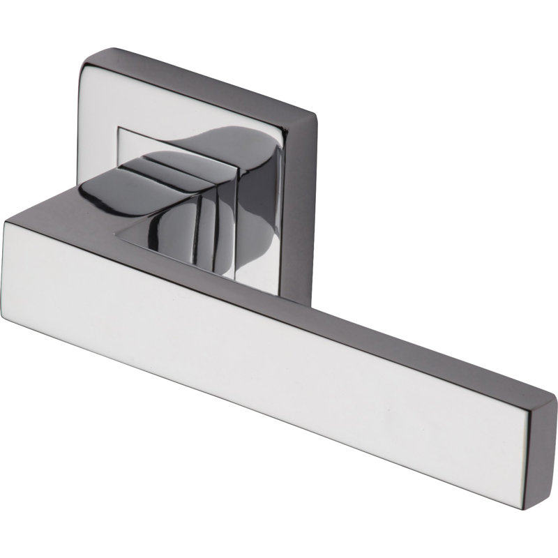 Heritage Brass Heritage Door Handle Lever Latch on Square Rose Delta Sq Design, Polished Chrome