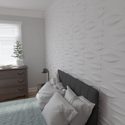 Panneau mural 3D blanc 19,625 "x 19,625" (paquet de 10)