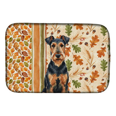 Airedale Terrier Heirloom Fall Dish Drying Mat