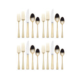 Lucia Satin Gold 20-Piece 18/10 Stainless Steel Flatware Set, Service For 4