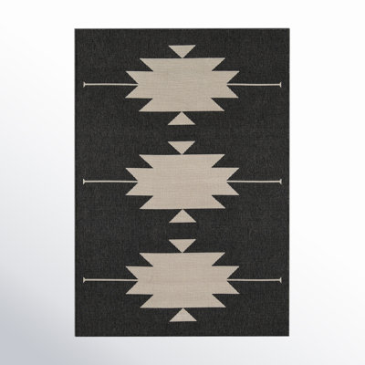 Genesis Charcoal Cream Southwestern Outdoor Rug
