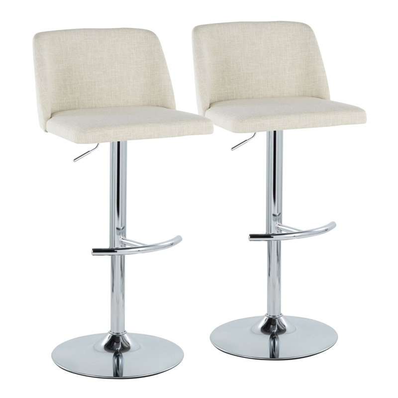 Ensemble de 2 tabourets de bar Toriano, Crème / chrome