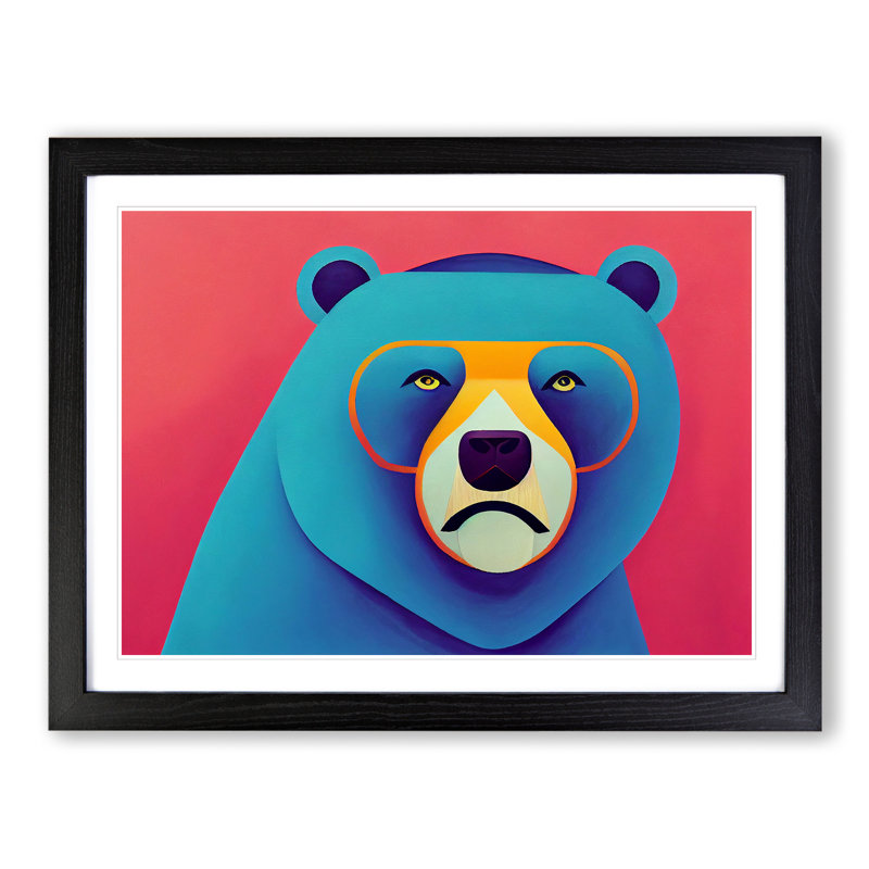 XH1022-2329X Cool Bear - Single Picture Frame Print, Black, 46cm H x 64cm W x 2cm D