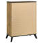 Commode haute 4 tiroirs, bois de pin brun foncé patiné Wemy