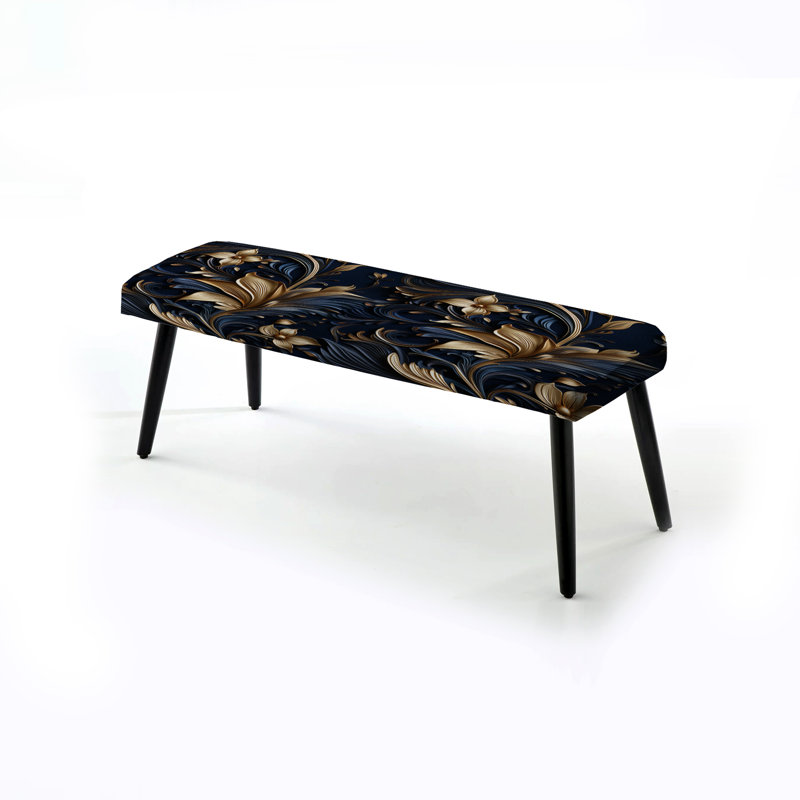 Banc rembourré noir damassé opulent Allure