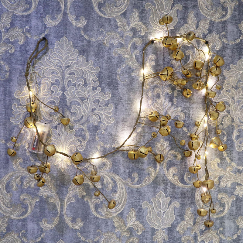 35cm Lighted Faux Garland with Lights, Gold