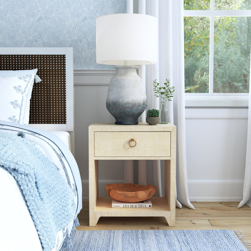 Bar Harbor Raffia 1 Drawer Nightstand, Natural