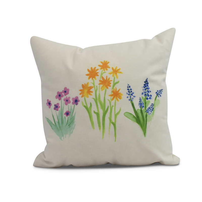Farmers Market Floral Outdoor Reversible Throw Pillow, Yellow, 20" x 20"