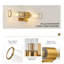 Luminaire pour meuble-lavabo de salle de bain à 2 lumières à intensité variable - Finition laiton vieilli vieilli avec abat-jour en verre nervuré transparent