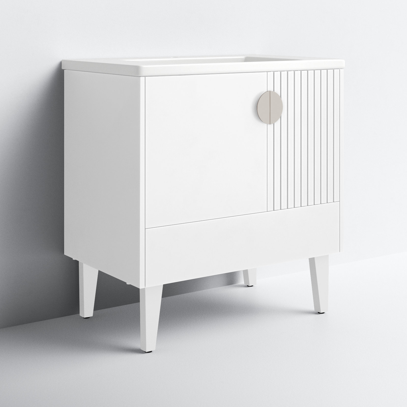 Saimah 30'' Single Bathroom Vanity, White Matte, Satin Nickel