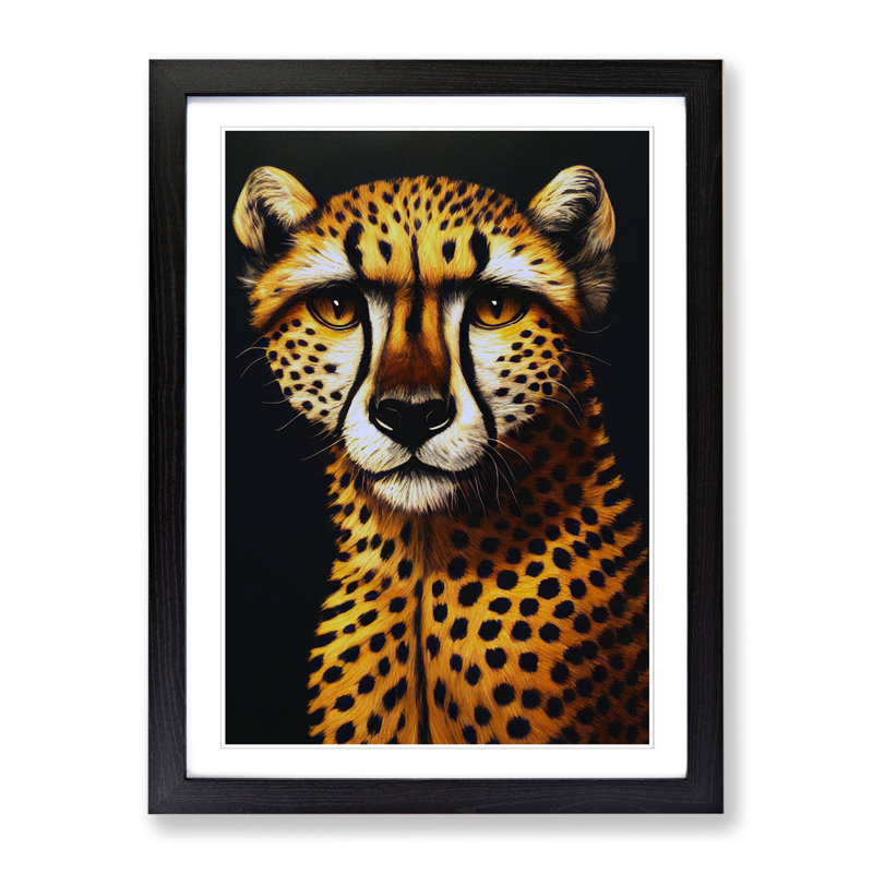 Cheetah Avant Garde - Picture Frame Print, 64cm H x 46cm W, Black Framed