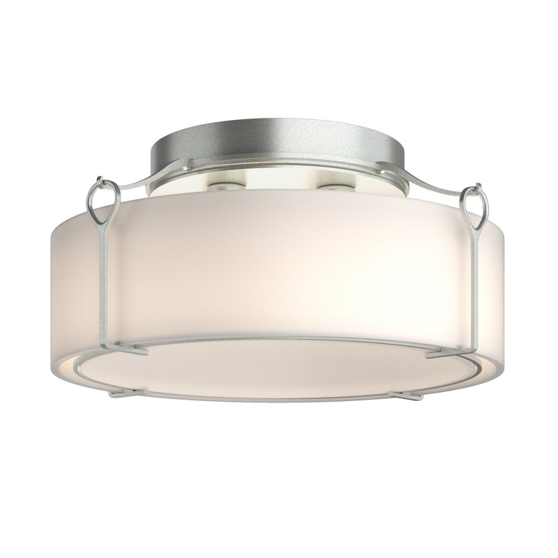 Bow 1 - Light Semi Flush Mount, Opal White, Vintage Platinum