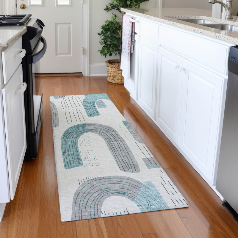 Premium Machine Washable Mehara AMF1698 Geometric Rug, Runner 2'3" x 7'6"