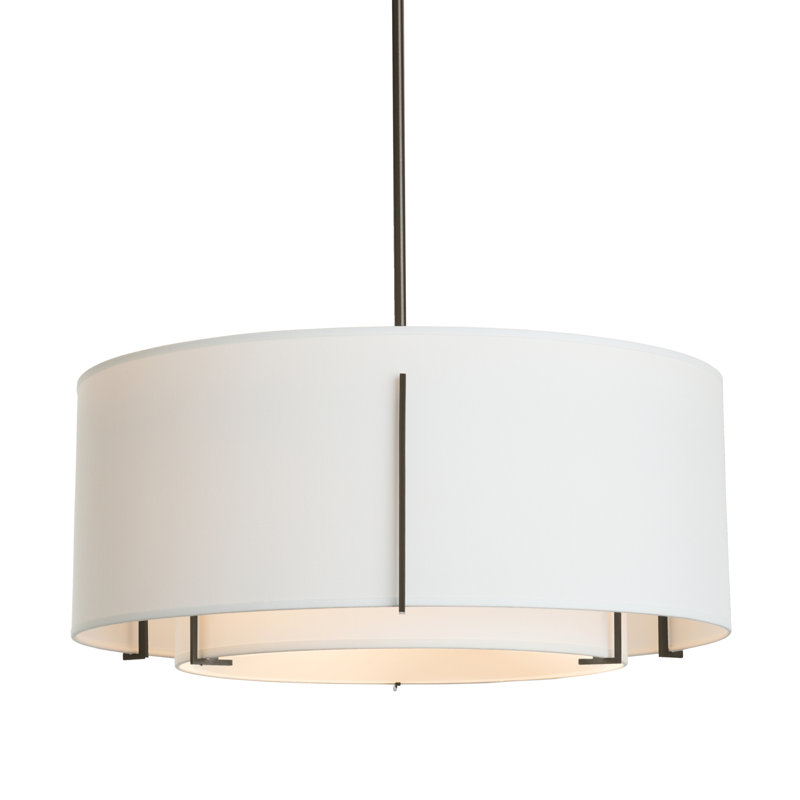 Lustre cylindrique unique à 3 lumières Exos, Anna ton naturel, H 9,7 po x l 23 po x P 23 po, Bronze huilé