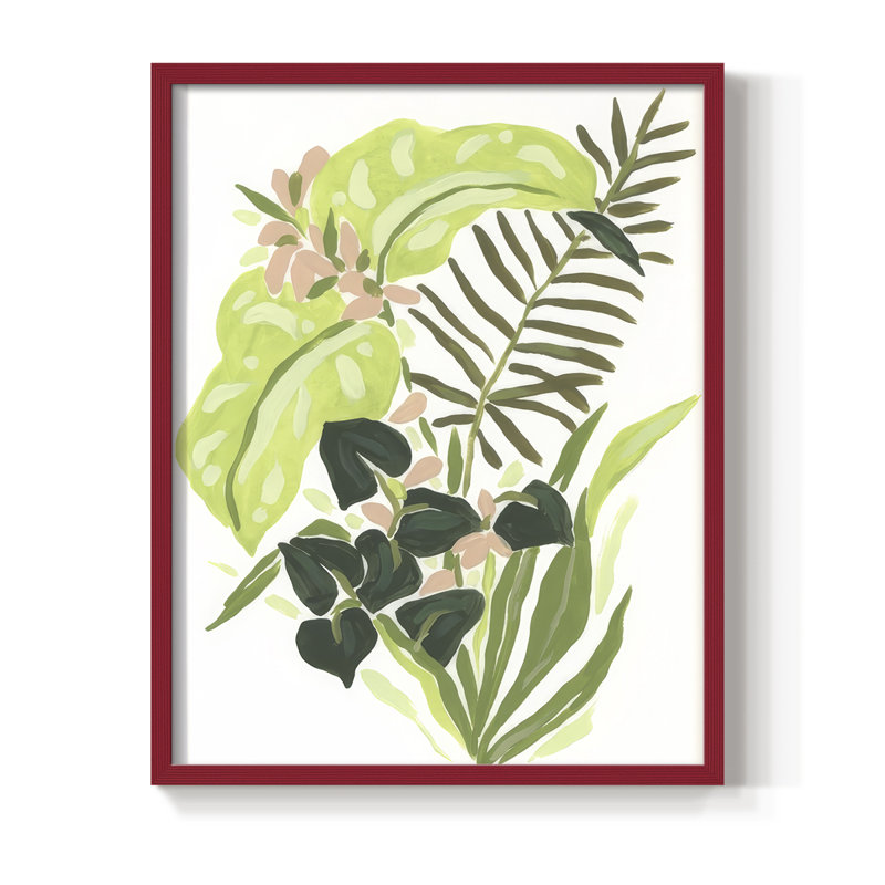 «Lime Leaf Medley I», reproduction encadrée - bois massif, H 21 po x l 17 po, Rouge