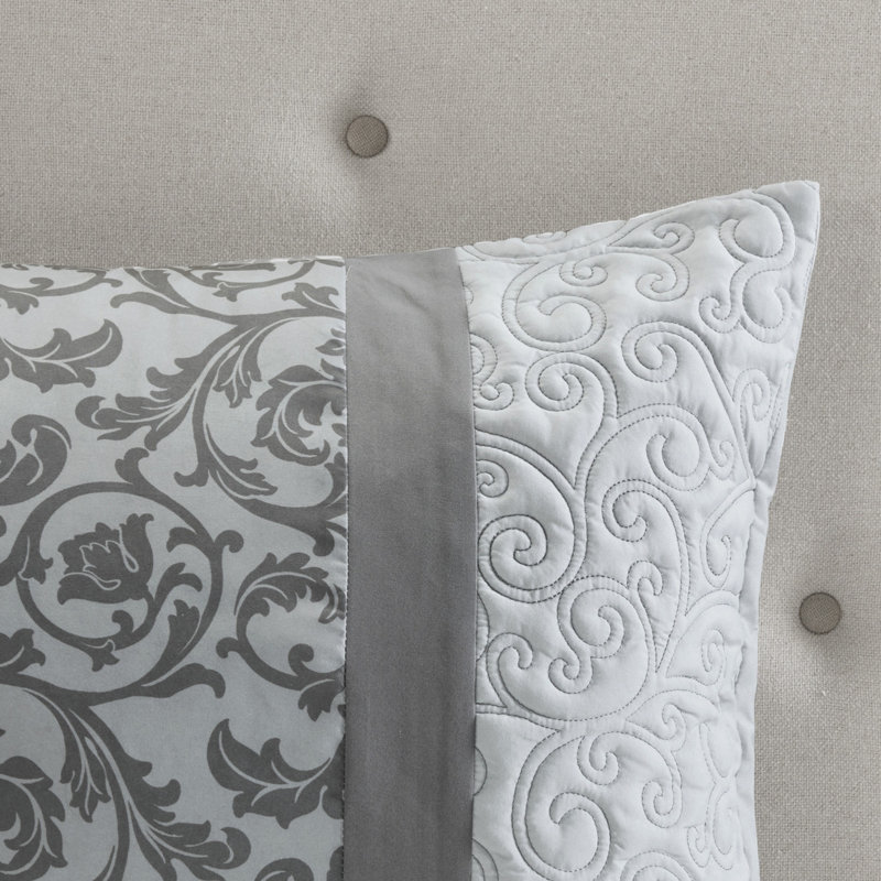 Édredon très grand lit gris 8 pièces - Style sophistiqué, taille élégante, Édredon très grand + 7 pièces supplémentaires