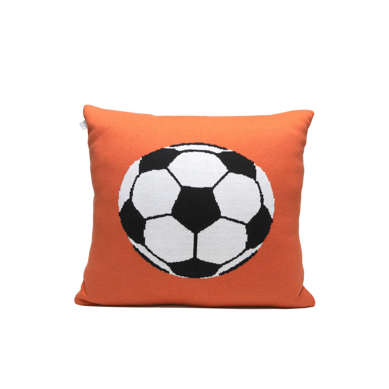 Orange Cotton Blend Soccer Ball Kids Throw Pillow