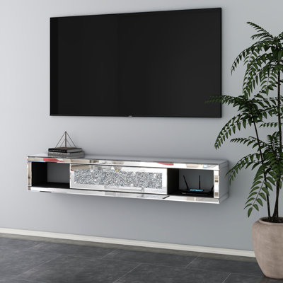 Amla Mirrored Floating Wall Mounted TV Stand