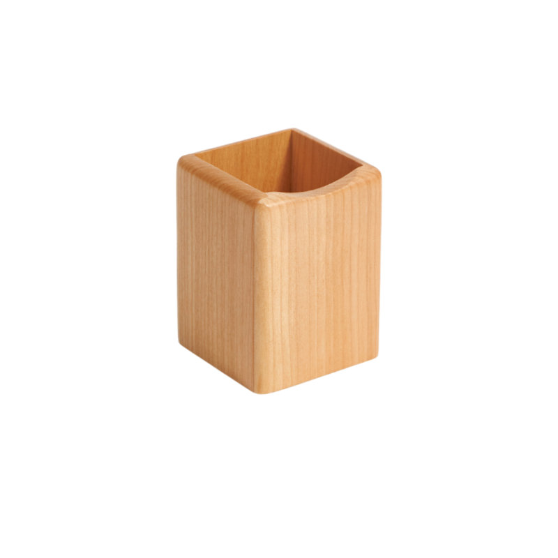 Maple Wood Curved-Edge Pencil Holder