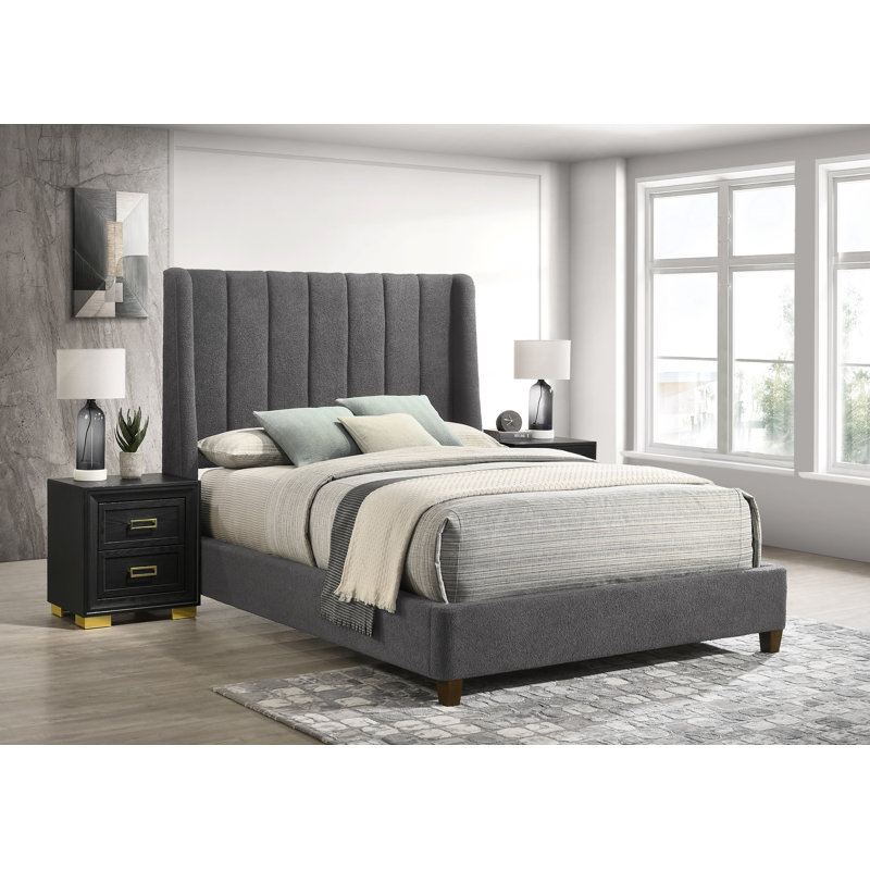 Ensemble de chambre à coucher 3 pièces Kartina, Gris anthracite, Très grand