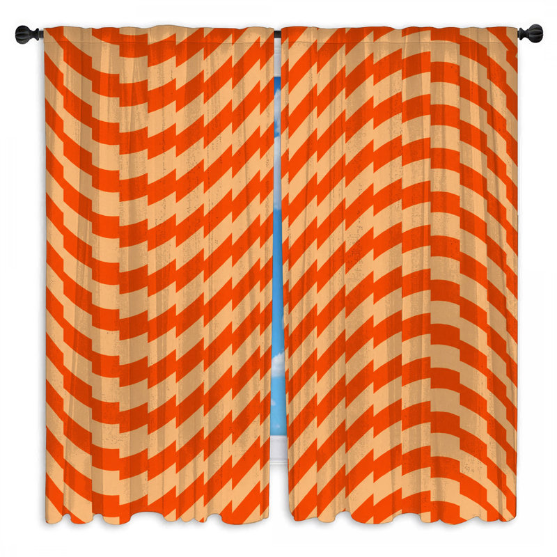 Rideaux obscurcissant orange et beige avec illusion optique - 2 panneaux, 56 po x 76 po - 2 panneaux