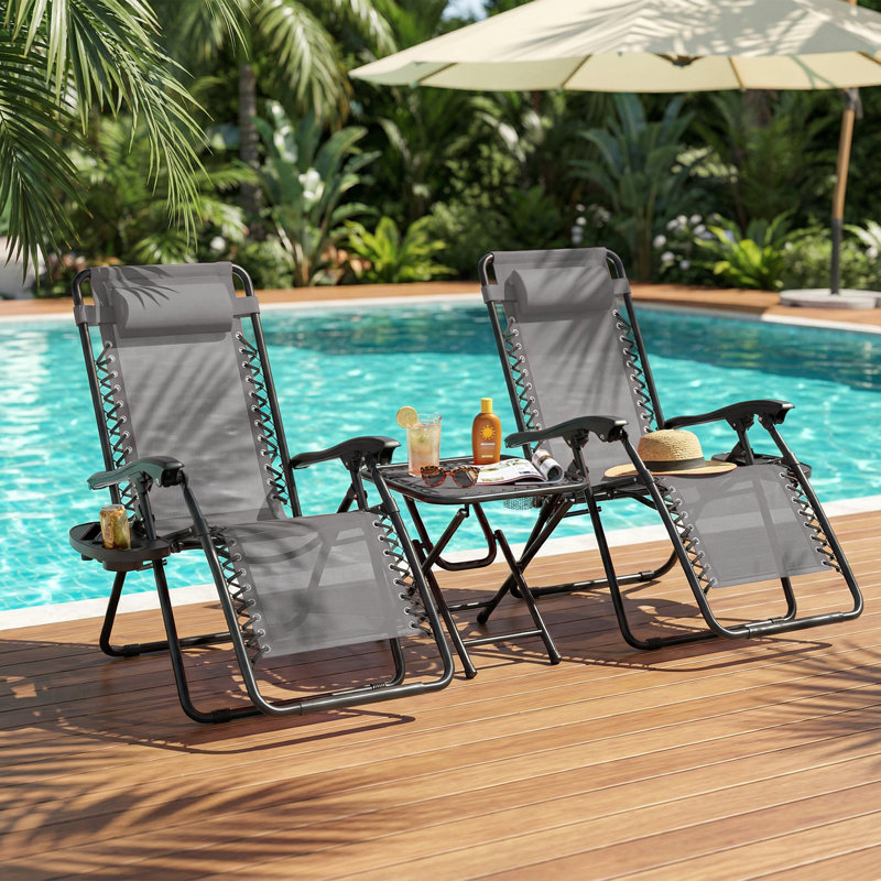 Chaises longues d'extérieur Zero Gravity, Gris