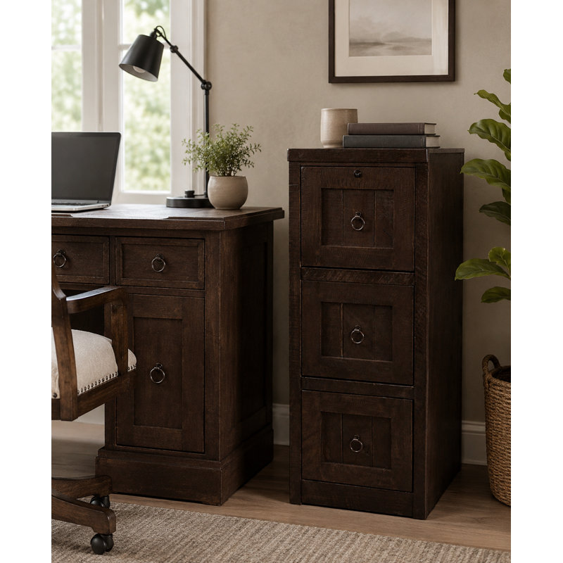 Kayla 3 - Drawer Solid Wood File Cabinet, Rustic Green