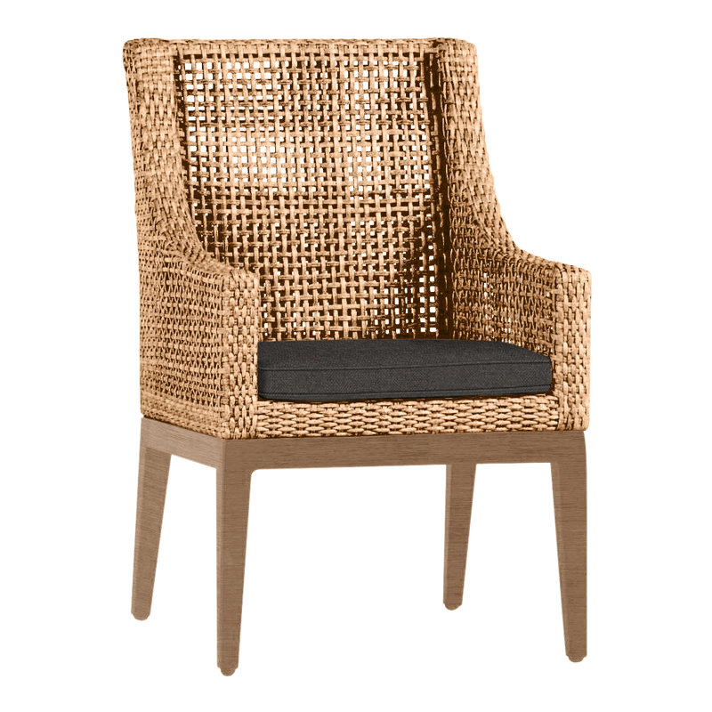 Peninsula Patio Dining Armchair with Cushions, Raffia/Sandalwood, Verona Fossil, Welt