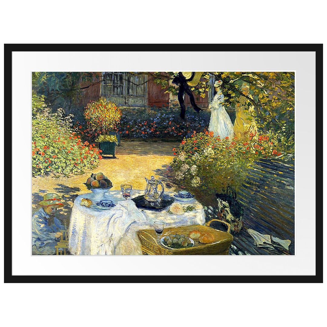 Gerahmtes Poster Die Mittagsmahlzeit von Claude Monet