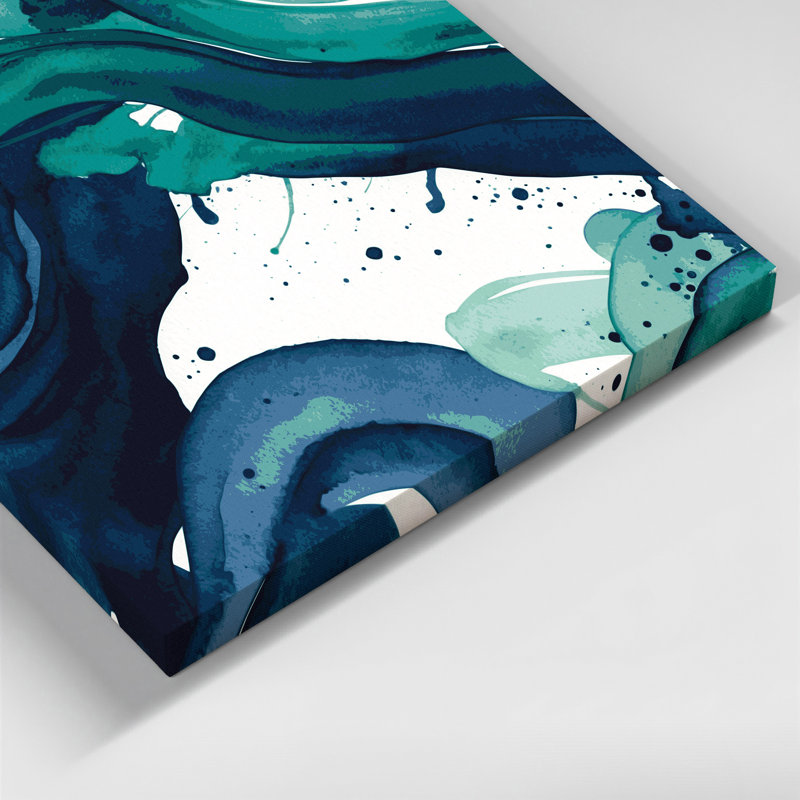 Aquarelle abstraite, art mural bleu sur toile 11, H 11 po x l 14 po