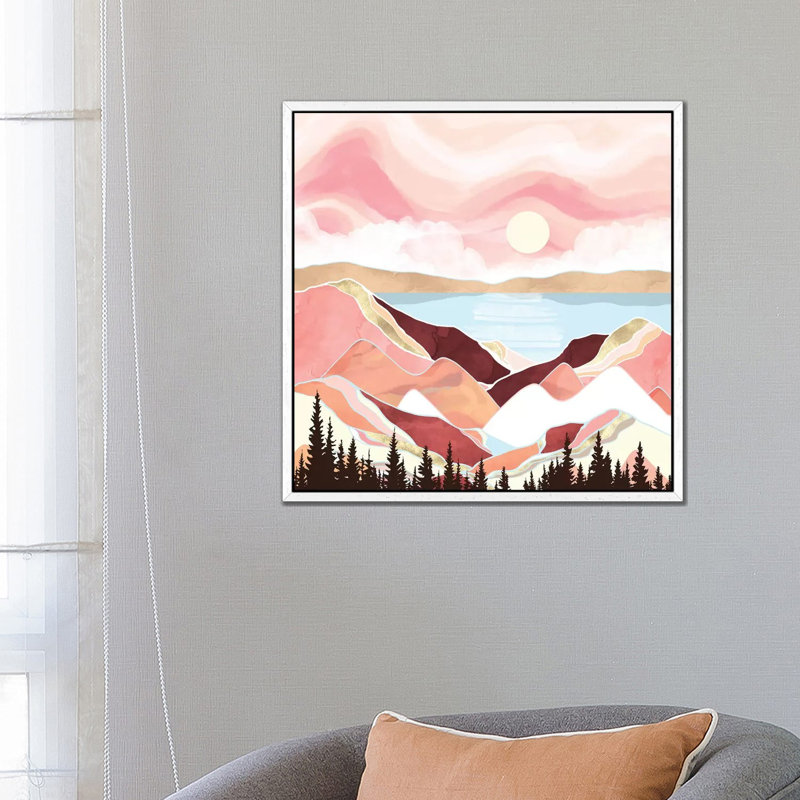 Autumn Lake Sunrise - Print on Canvas, 66.04 cm H x 66.04 cm W, White Framed