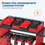 Organisateur mural pour outils électriques avec station de charge, support de garage robuste à 3 couches, 8 prises, 8 supports de perceuse sans fil avec crochets, mèche et support de batterie pour établi de garage