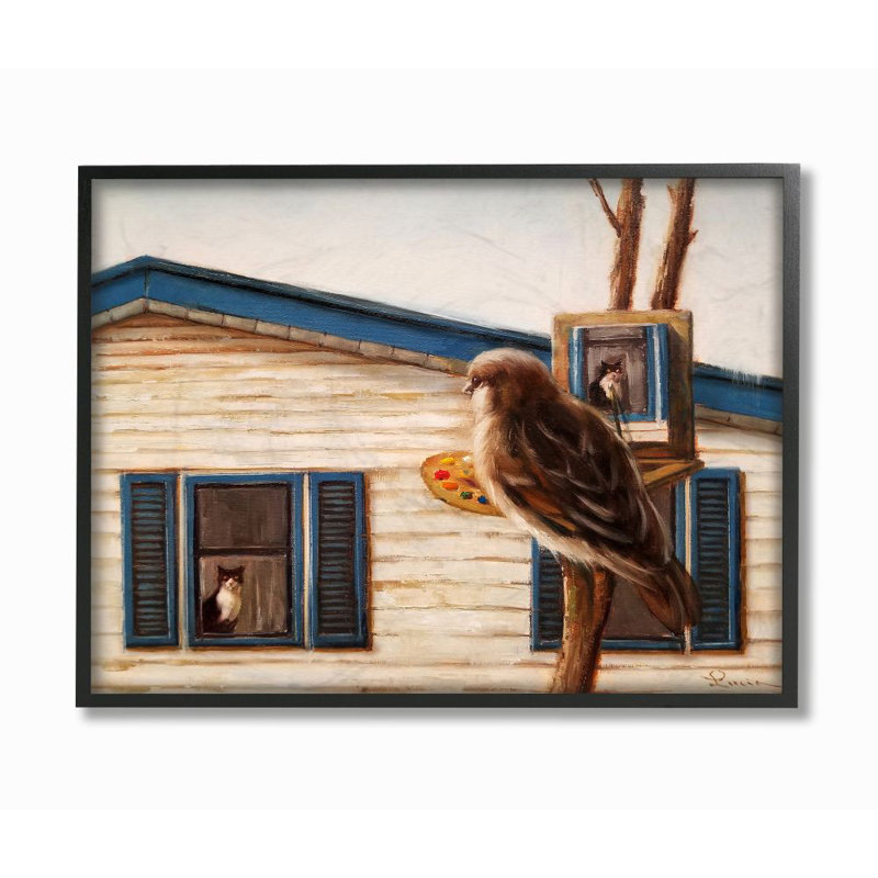 «Bird Paints», peinture d'intérieur comique par Daphne Polselli - impression d'art graphique, H 11 po x l 14 po