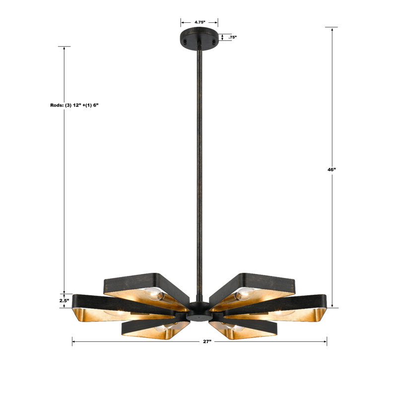 Culp 6 - Light Sputnik Sphere Chandelier, 47" H x 27.5" W x 27.5" D