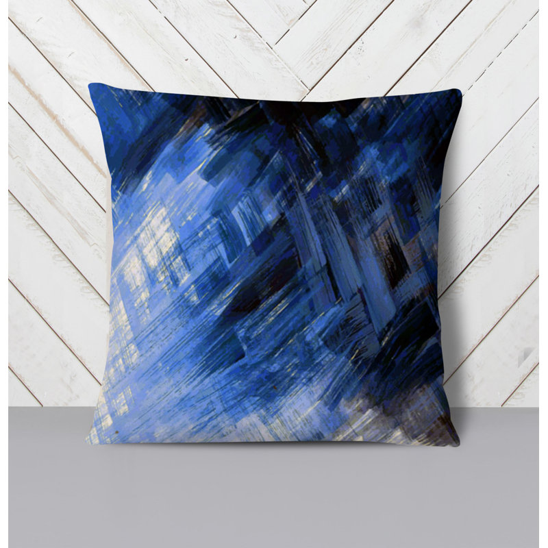 Throw Pillow With Insert, Blue Abstract 15, 20"H x 20"W