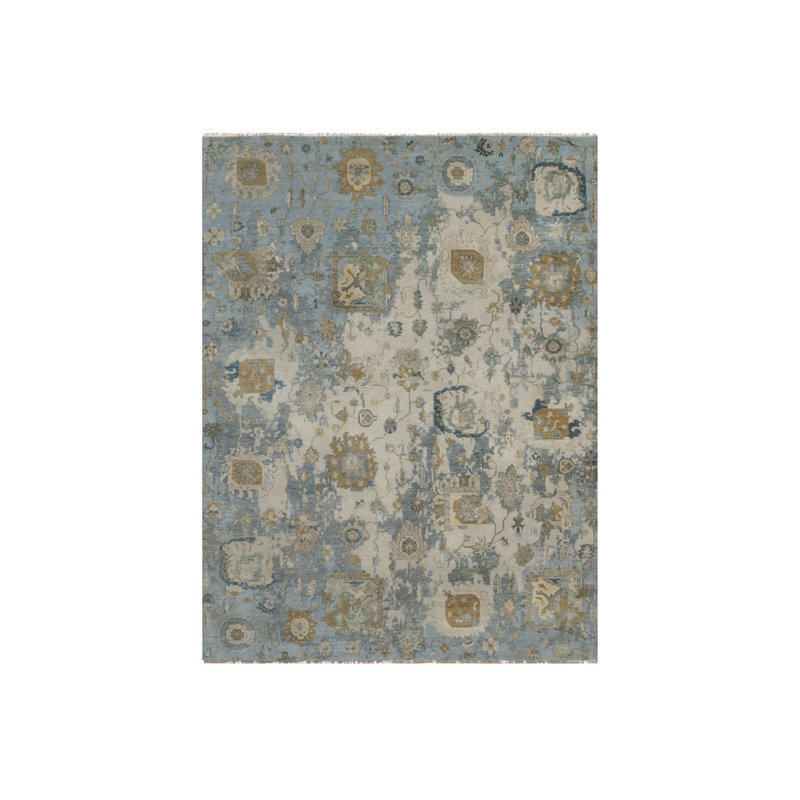 Tapis ivoire en laine noué à la main 9 pi 2 po x 12 pi avec motif Oushak 063F28CD8E0047AB9200B245B9CC6F0E