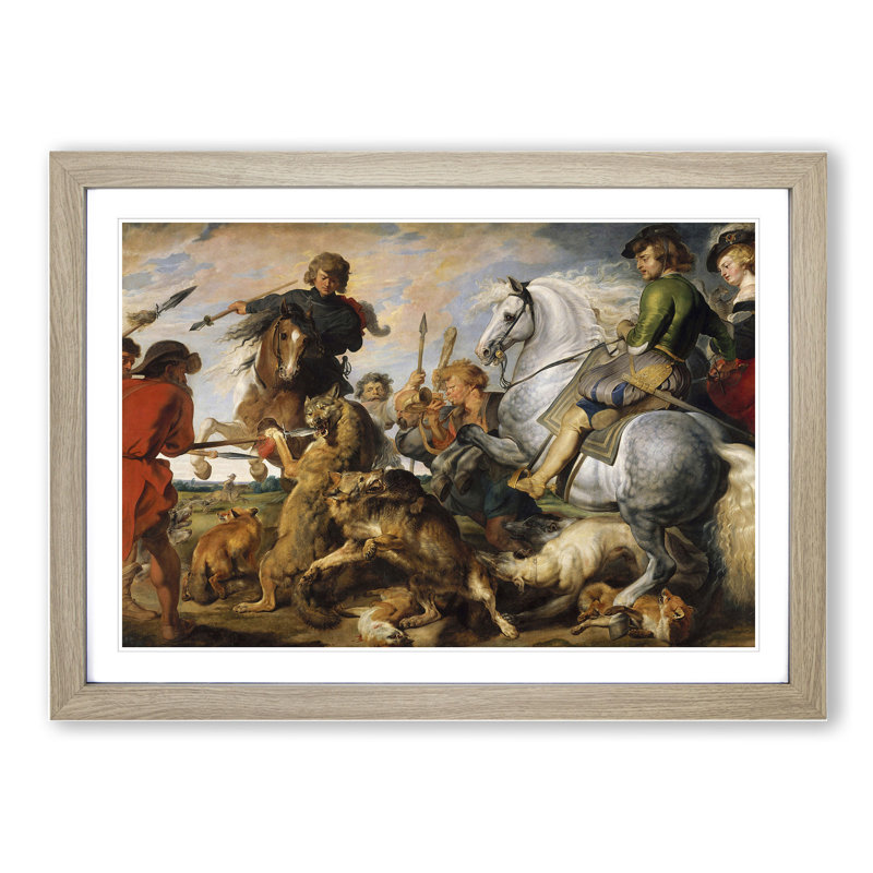 The Wolf and the Fox by Peter Paul Rubens - Picture Frame Painting, Oak, 36cm H x 48cm W x 2cm D
