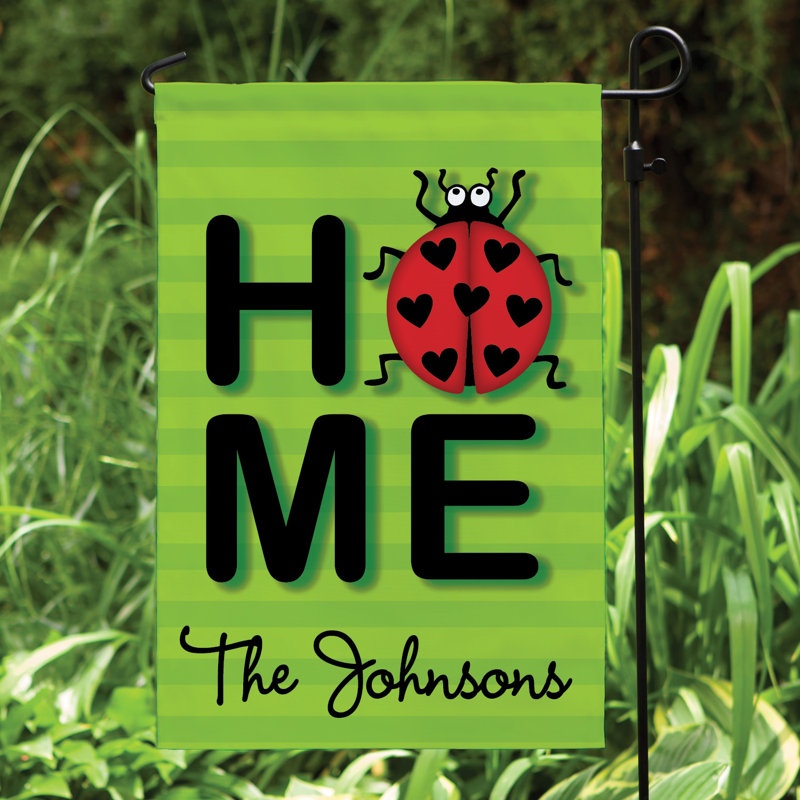 Drapeau de jardin personnalisé en polyester 18 x 12 po Portrain Ladybug Home