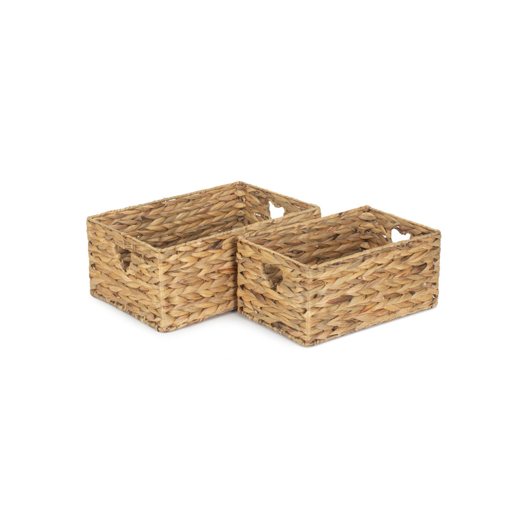 Wicker Water Hyacinth 2 Piece Storage Basket Set