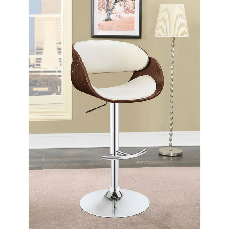 Tabouret de bar réglable écru et chrome, Ivoire ivoire