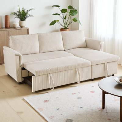 Sofa With Chaise Lounge L-Shaped Modular Convertible Sofa