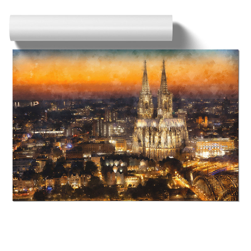 The Cologne Cathedral Painting - Frameless Print, 21cm H x 30cm W x 0.1cm D