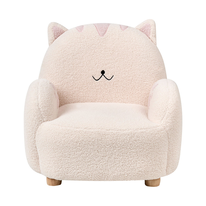 Kids Boucle Armchair Cat ZOAR, Brown/White